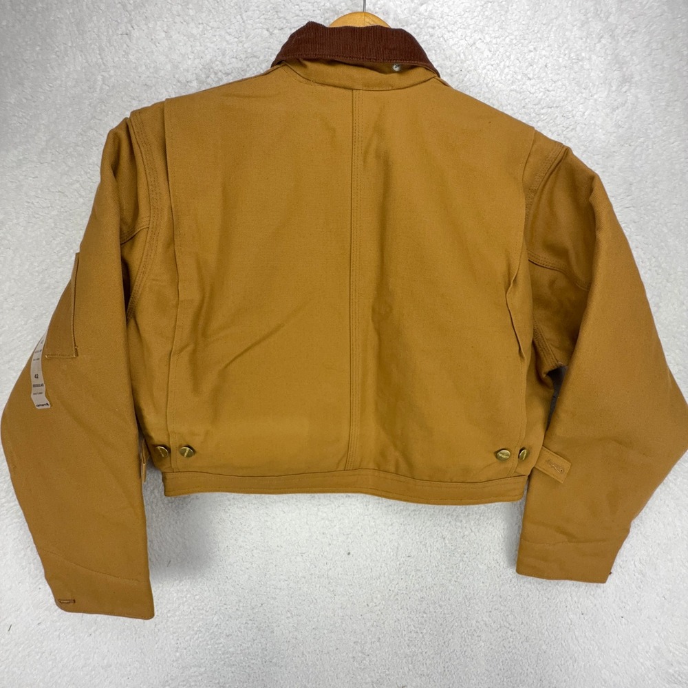 Carhartt Cropped Detroit Jacket Red Quilt Lined Mens Large 42 X01 BRN Brown NWT - Picture 2 of 16